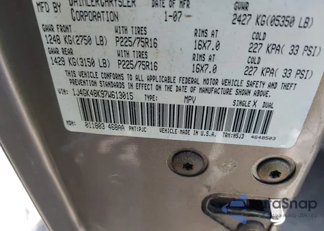 2007 Jeep Liberty Sport from USA, damaged, VIN 1J4GK48K97W613015